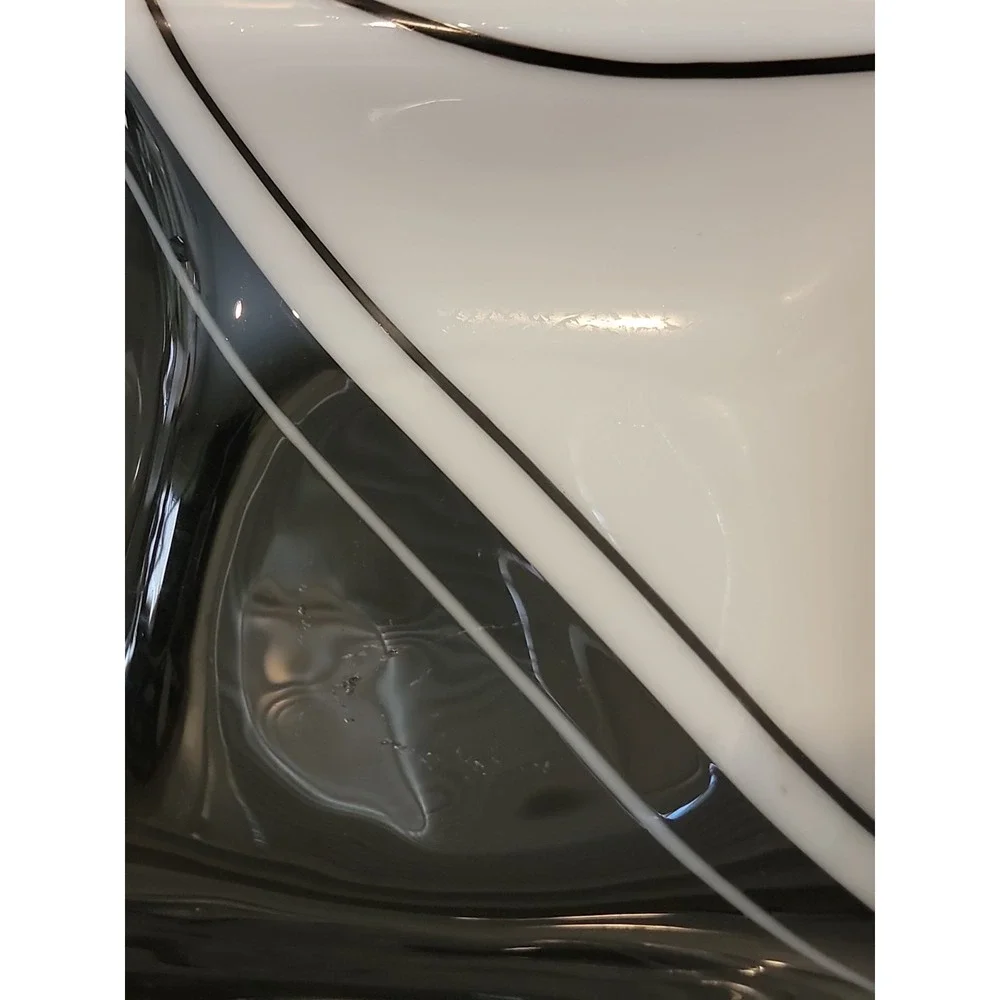 Hand Crafted Black & White Abstract Art Glass Bowl Decorative Home Decor